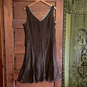 Brown & sky blue eyelet dress by Gabriella skye